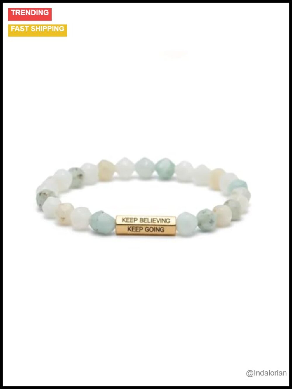 Natural Rhodonite Stretch Bracelet with Inspirational Charms